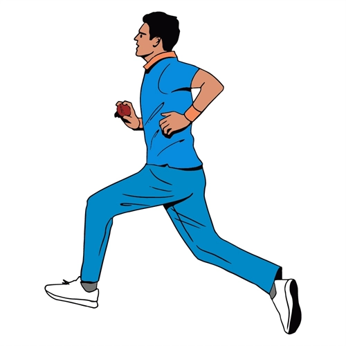 Cricket Bowler Run-Up Pose Transparent Sticker